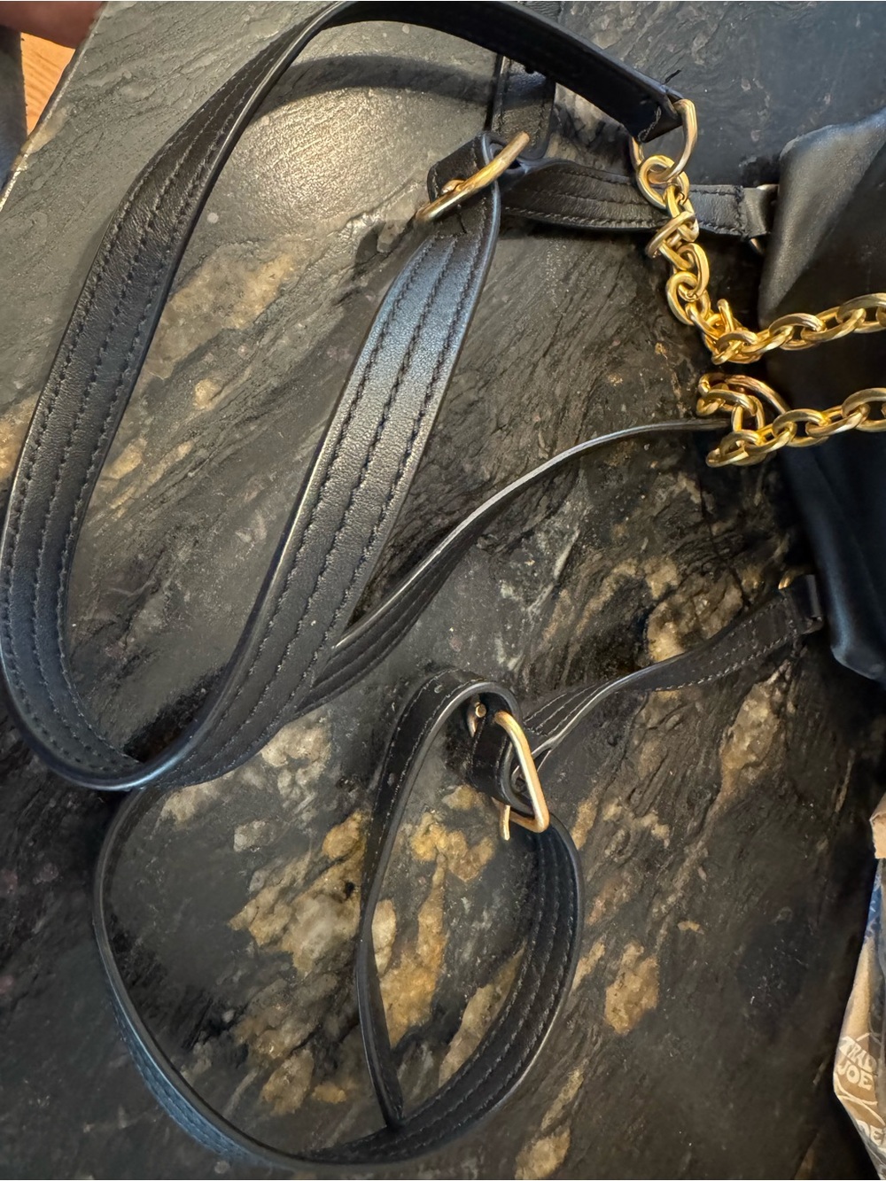 Tory Burch Black Leather Mini Drawstring Bucket Bag with Gold Chain - Picture 9 of 13